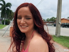 POV suck and screw outdoors with sassy redhead Maci May