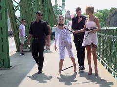 Cherry Kiss and Rebecca Volpetti ride stranger's dicks in public