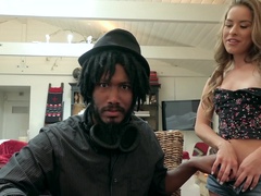 Lilly Lit licks her black friend's balls before getting a facial