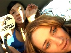 Three amateur whores do dirty things in the real bang bus