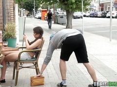 Brunette babe with small boobs Nikki Litte gets hot pussy banging