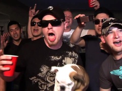 Haley Cummings and friends enjoy orgy as they give blowjob in the party