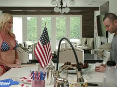 Hot charming auburn Sydney Hail gives awesome ride to her lucky hubby