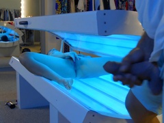 Hot babe is tanning and getting fucked