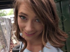 For cash slim beauty blows stranger's cock in hidden spot