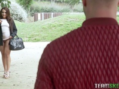 Mesmerizing beauty with damn fantastic big rack Kiara Strong fucks doggy