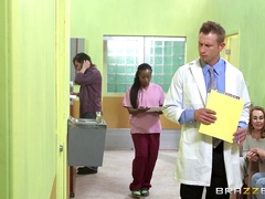 Doctor Keisha Grey sucks and fucks a coworker in his office