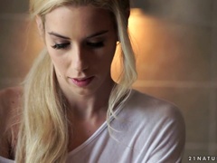 Stunning blonde angel Nesty gets her shaved muff pounded