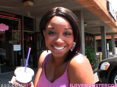 Imani Rose gets her black shaved twat pounded after sucking a dick