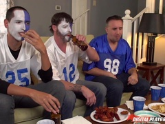 Charming redhead enjoys masturbating with vibrator while being fucked