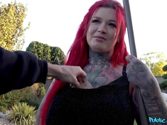 Inked alt girl with gigantic boobs gets plowed outdoor