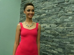 A short haired babe is getting her ass slapped in this scene