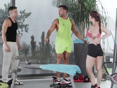 Lucia Love's luckiest day involved two studs sharing her at the gym