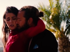 Handsome stallion has his petite lover riding him outdoor