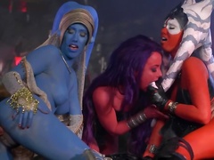 Star Wars cosplay sex party with three hot chicks and two studs